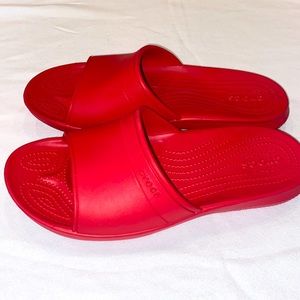 Red crocs slippers size M10 W12